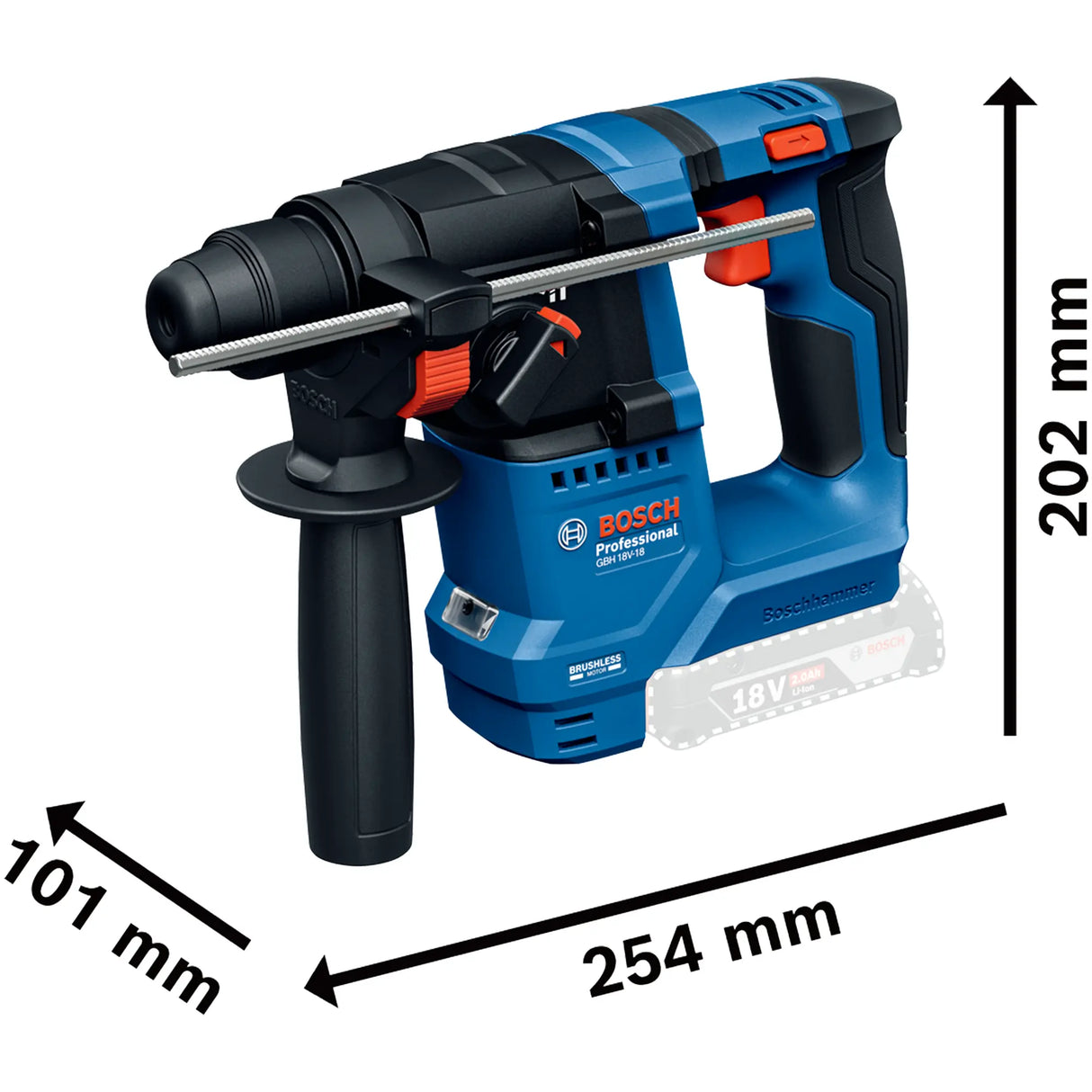 Tassellatore Bosch GBH 18V-18 2Ah SDS Plus