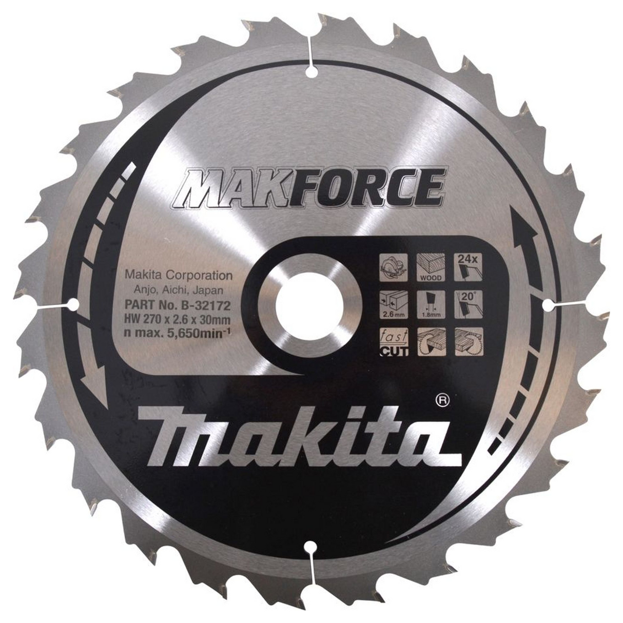 B-32172 - Circular Blade Makita Makforce B-32172 270x30mm 24T - Image 2