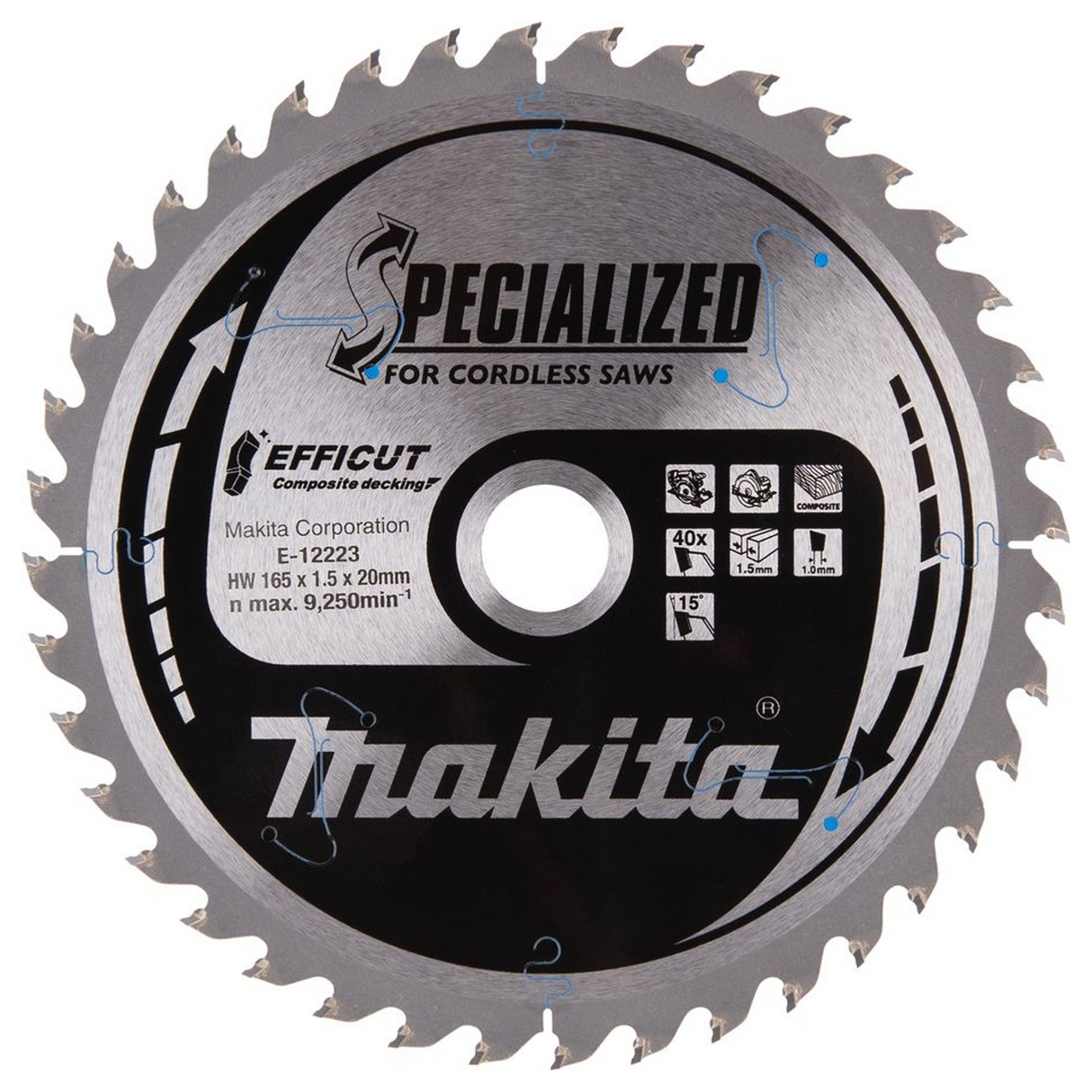 E-12223 - Circular Saw Blade Makita Efficut E-12223 165x20mm 40T - Image 2