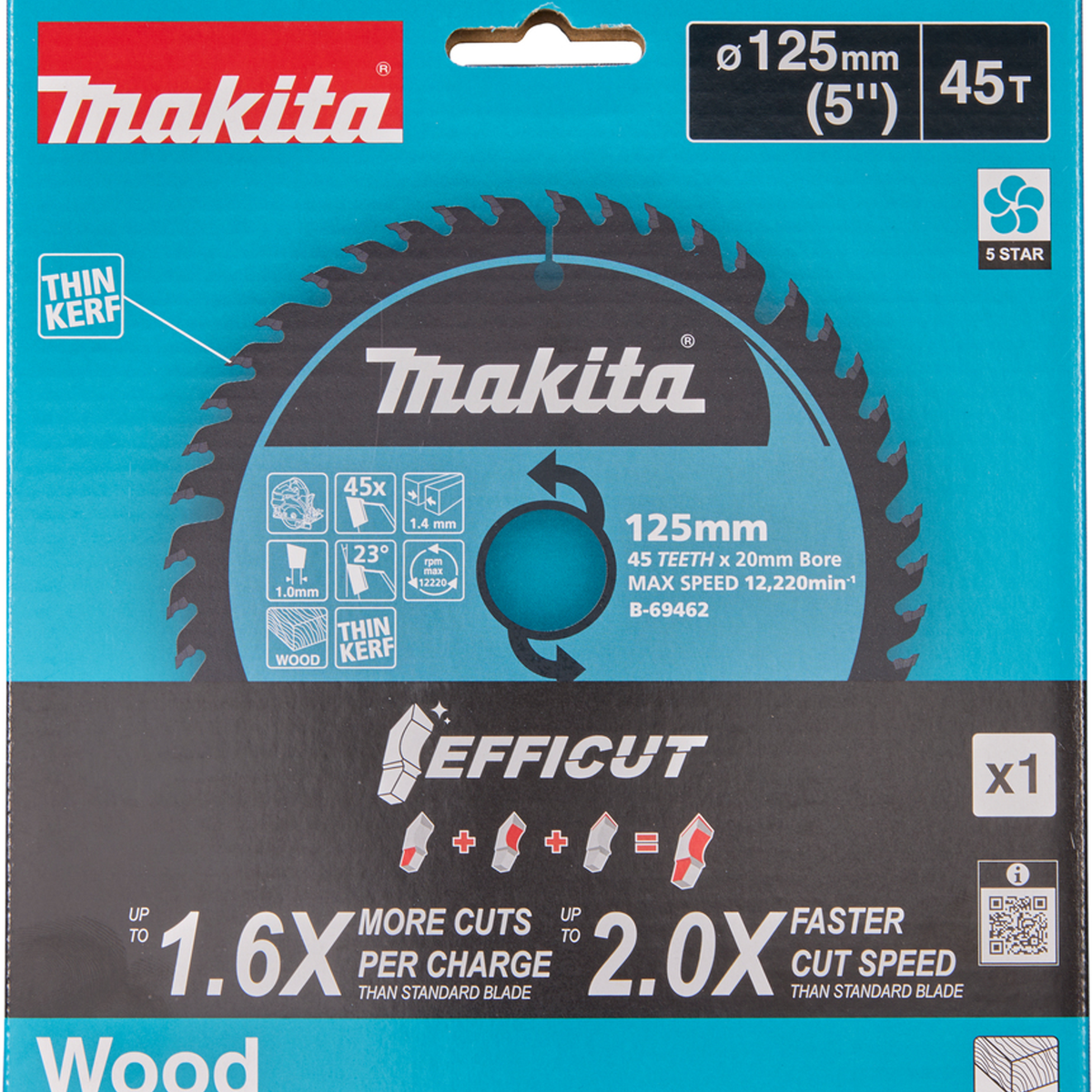 B-69462 - Efficut TCT Blade Makita B-69462 125x20mm 45 Teeth - Image 3